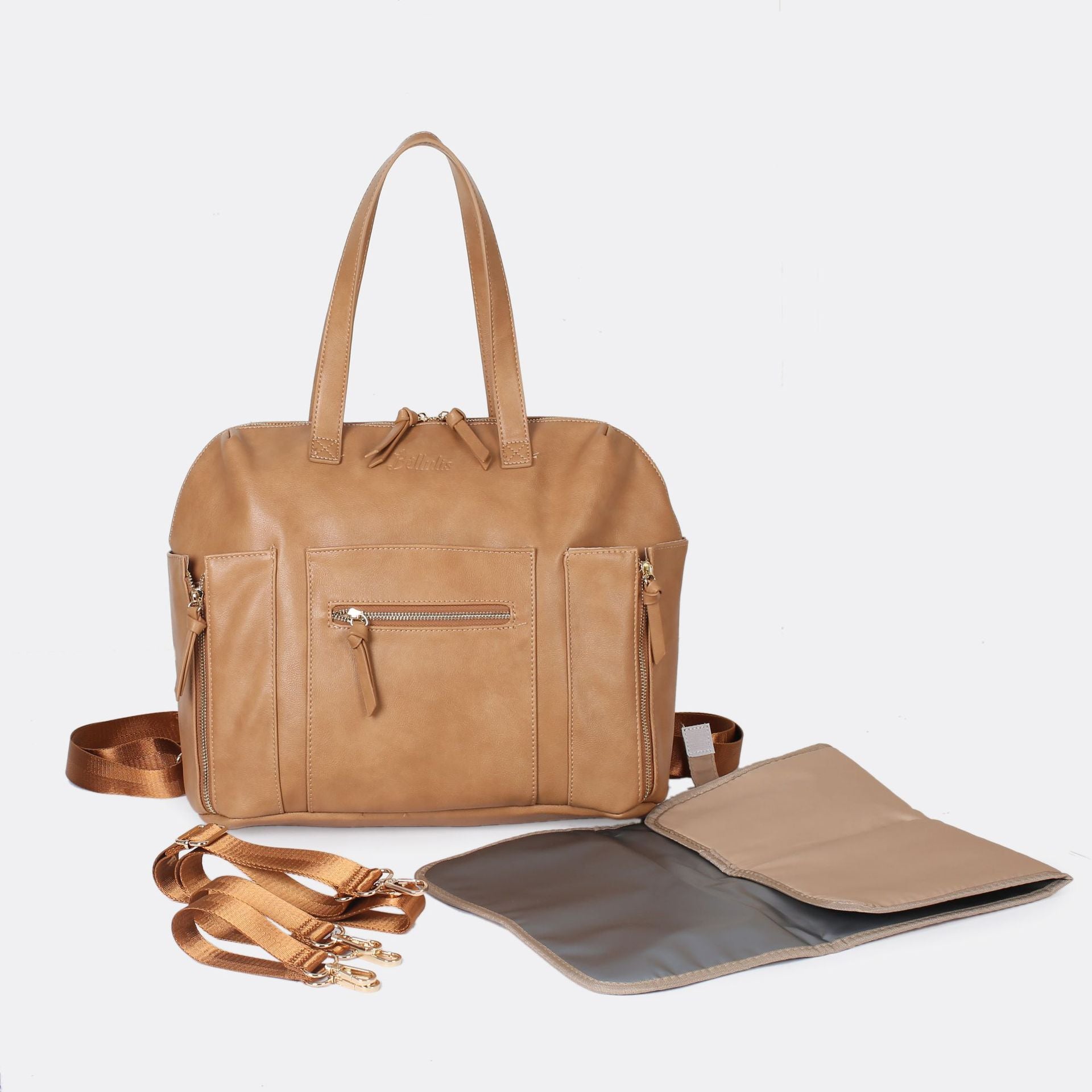 Three-dimensional exterior pockets on the Milaloo diaper bag backpack